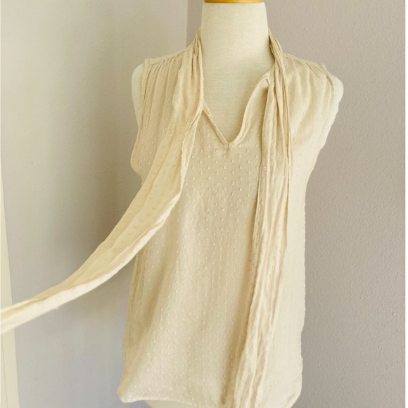 Steven Alan Swiss Dot Sleeveless Top with Collar Tie • Small - Picture 4 of 6